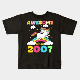 Cute Awesome Unicorn Since 2007 Funny Gift Kids T-Shirt